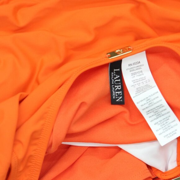 NWT Lauren Ralph Lauren Front Underwire One-Piece Swimsuit Persimmon Orange 12 - Picture 8 of 8